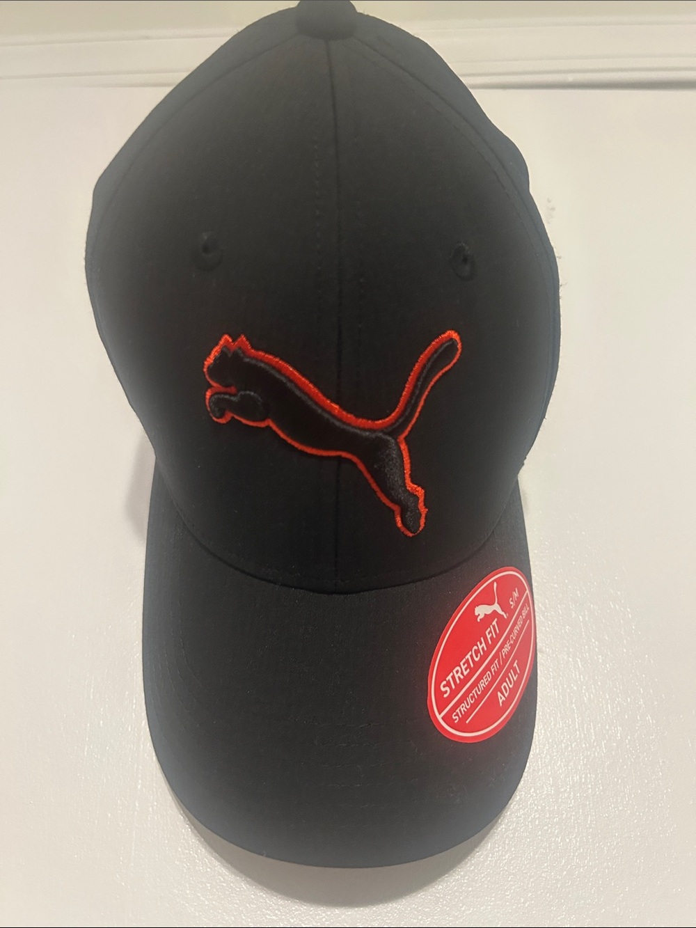 Puma Black Cap with Red Outlined Cat Logo